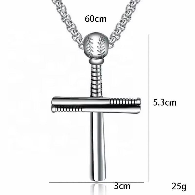Men's Exquisite Baseball Creative Style Stainless Steel Necklaces