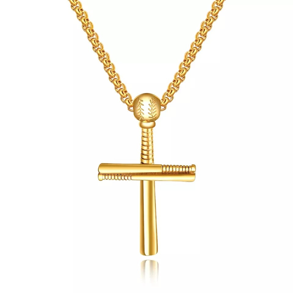 Men's Exquisite Baseball Creative Style Stainless Steel Necklaces